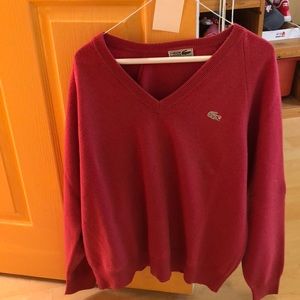 Vintage Lacoste v neck sweater in pink